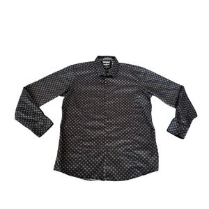Barabas Mens XL Black Geometric Medallion Print Long Sleeve Button Down Shirt